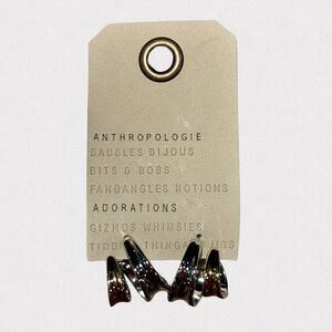 Anthropologie Swirled Huggie Hoop Earrings, Mixed Metal